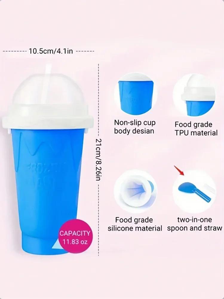 1pc Smoothie Cup Milkshake Ice Cream Frozen Silicone Squeeze Cup Portable DIY Juice Milkshake Bottle Children's Gift Tool