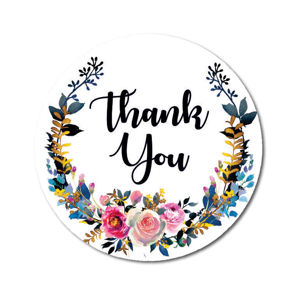 Darling Souvenir Personalized Floral Border Elegant 1.6 Inches Round Thank You Stickers DIY-45