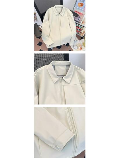 American Style Spring/Autumn Breathable Casual Jacket - Pure Color, Long-Sleeved, Loose Fit Fashion Top