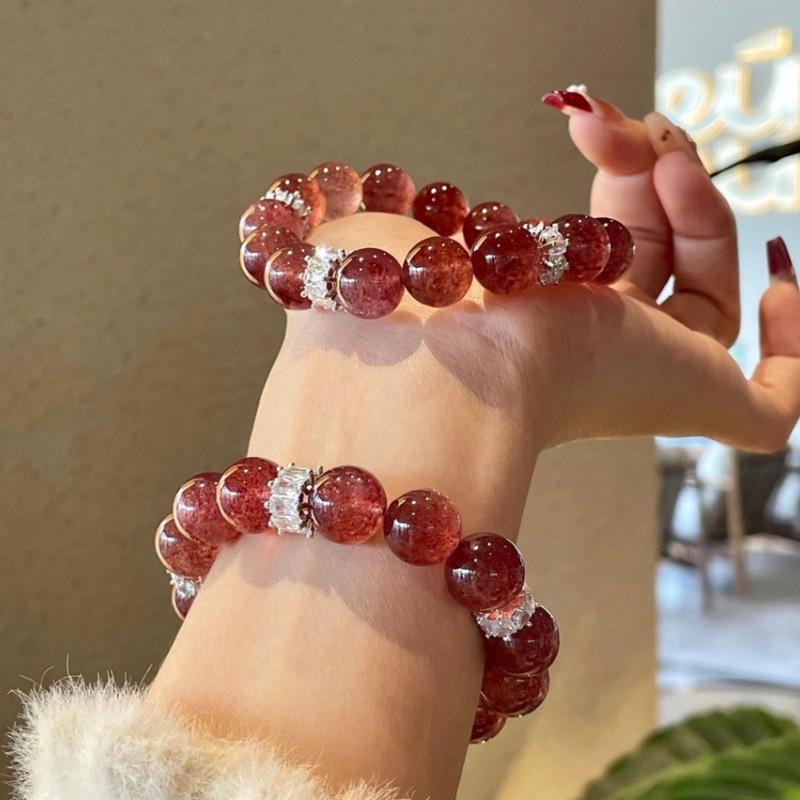 Starlight Pigeon Blood Red Crystal Bracelet Gift – Cherry Strawberry Design for Best Friend's Birthday, Inspired by Xiaohongshu Style.