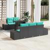 Garden Sofa Set 6 pcs 5 Seater Black and Turquoise