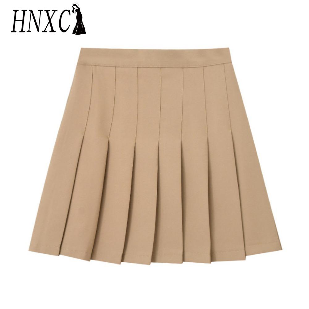 HNXC Fustă de vară de primăvară pentru femei, modă casual, culoare solidă, cu imprimeu