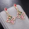CMM Elegant Colourful Zircon Golden Color Drop Earrings