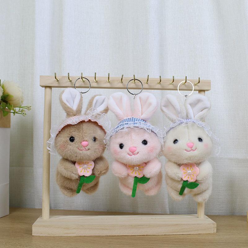 Cute Cartoon Rabbit and Bear Plush Keychain Toy Pendant