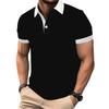 Einfarbige Kragen-Polo für Herren, Farbblock-Bündchen, Kurzarm, T-Shirt für den täglichen Weg zur Arbeit