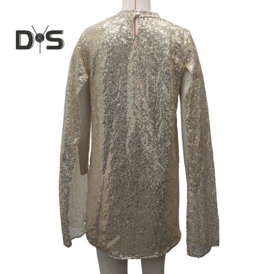 Lady Sequin Dress Stand Collar Sleeveless Slit Design Shimmering Cocktail Party Dress Women Formal Occasion Mini Dress Celebrity Evening Dress