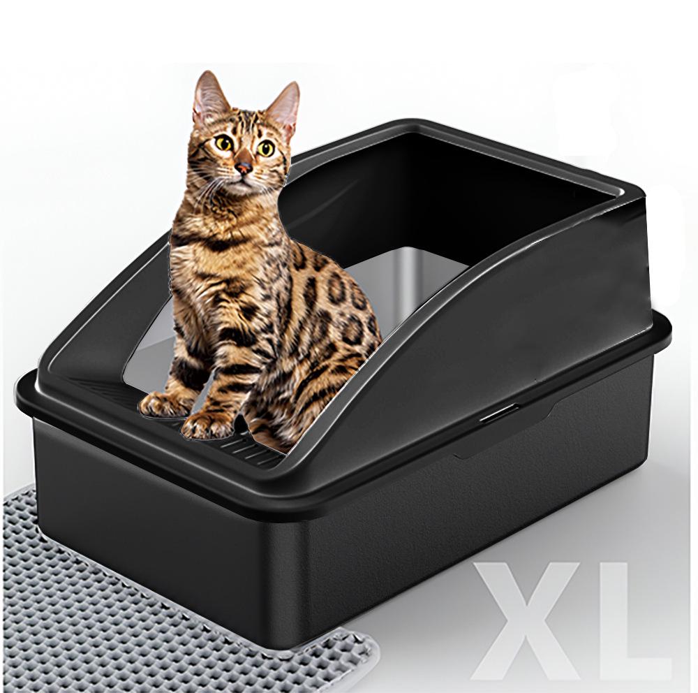 Stainless Steel Extra Large Cat Litter Box with Elevated Slope