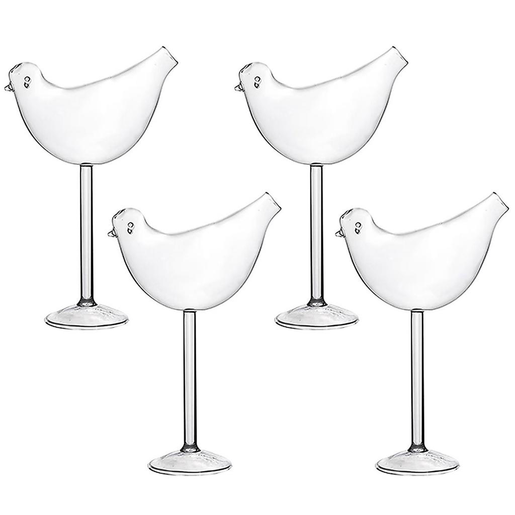 4Pcs Bird Shaped Wine Glass Multi-Purpose Unique Clear Crystal Glasses Lovely Birds Drinking Bottle for Party Wedding Home Decor