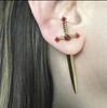 Kiss Jewelry Punk Sword Gothic Kinitial Piercing Earrings for Woman Men Gothic Crystal Ear Jacket Stud Earrings Jewelry
