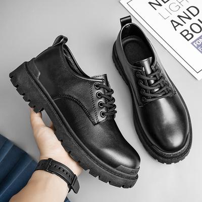Pantofi din piele cu cap mare negri pantofi de afaceri de iarnă stil britanic pantofi mici din piele talpă moale pantofi casual toamnă și iarnă