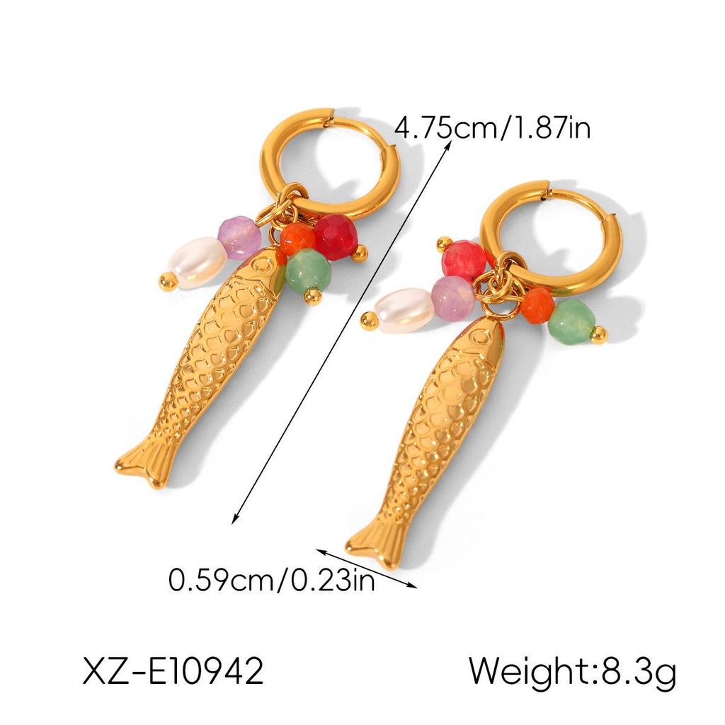 Europejskie i Amerykańskie Kolczyki ze Stali Nierdzewnej Koi - Lekki Luksus Tytanowy Wisiorek Akcesoria