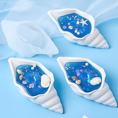 Muschel Kerzenglas Silikonform DIY Handgemacht Beton Blumentopf Meeresschale Aufbewahrungstablett Harzform 3D Gips Handwerk Geschenk Heimdeko