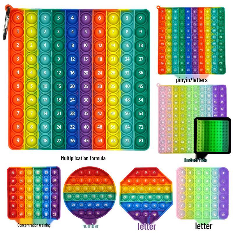 

Pinyin Letters & Numbers Pop It - 24cm Multiplication Table Educational Toy