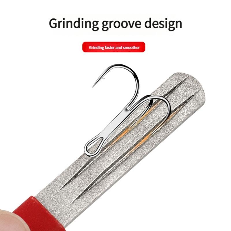2Pcs Fish Hook Sharpener Grinding Stone Portable Hook Grinding Tool Double Sided Fishing Hook Sharpening File