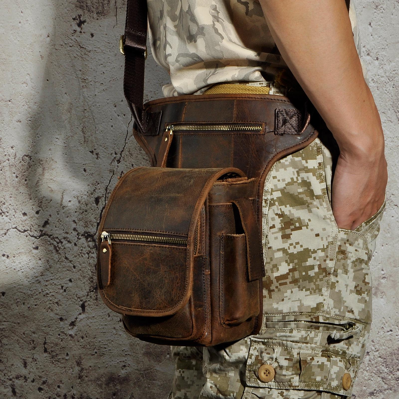 Мужская повседневная сумка-мессенджер из натуральной кожи на ремне — фото 4