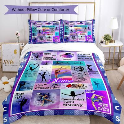 Gymnastics Style Customize Your Name Bedding Set Breathable Duvet Cover With Pillowcases Decorative Bed Linen For Bedroom Home Decoration Birthday Gif