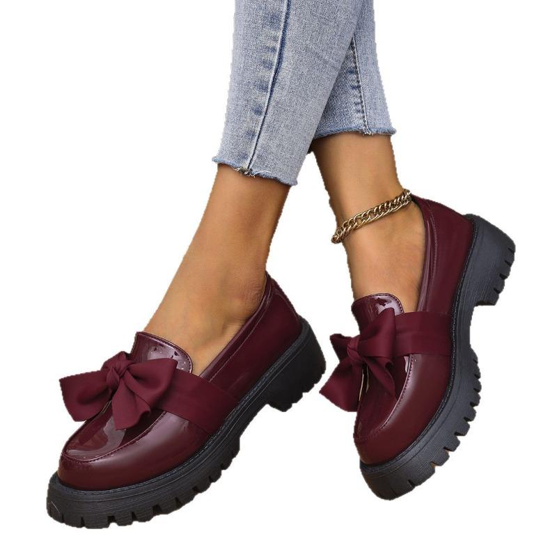 Women's Plus Size Slip-On Loafers, Thick Sole Mid Heel Casual Flats