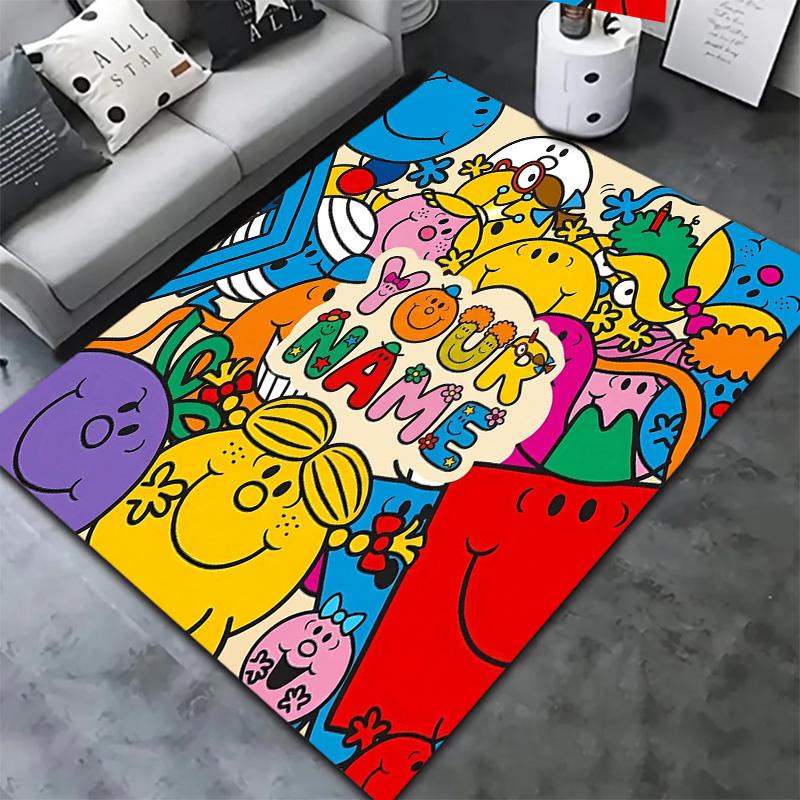 Mr Men Adventure Custom Name Carpet Rug For Living Room Bedroom Home Sofa Decoration Kids Play Nonslip Floor Mat
