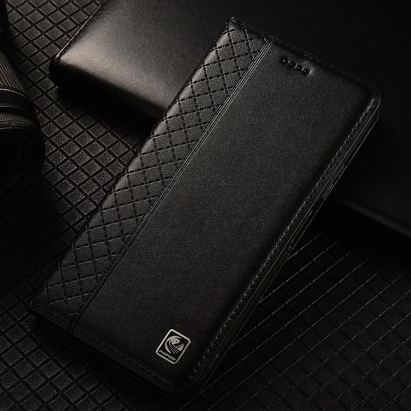 Etui z klapką do OPPO Reno 15 15F Reno15 Pro Max 5G Prawdziwa skóra Magnetyczne Etui Wzór kratki ze skóry bydlęcej Portfel z kieszonkami na karty Etui