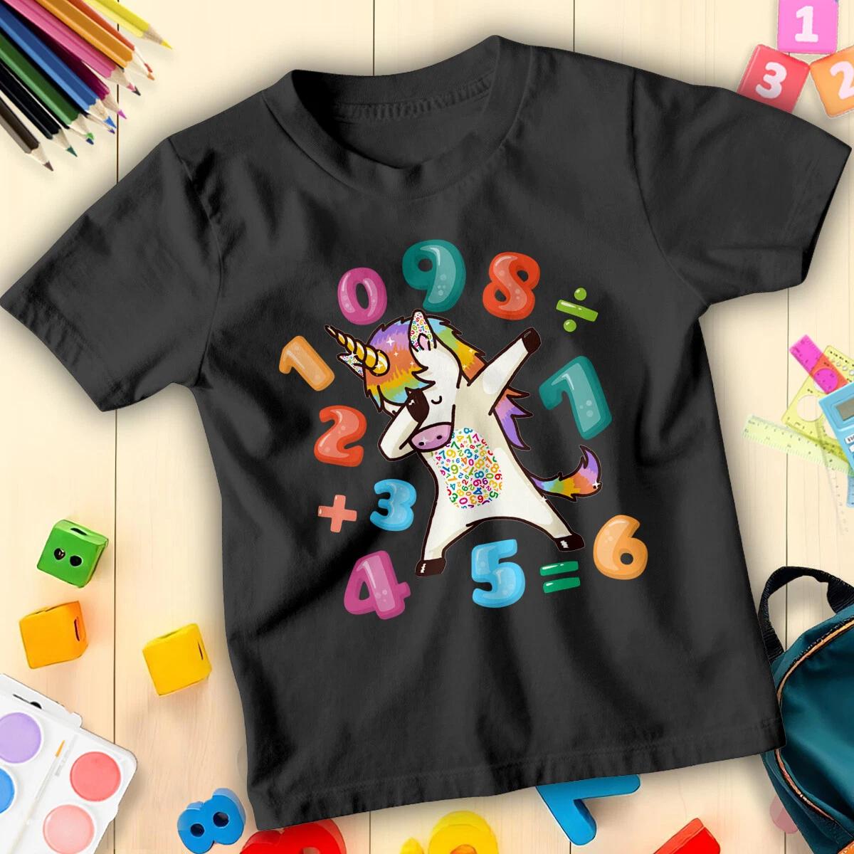 

Boys and Girls Dabbing Unicorn Rainbow Maths Day Number Day Ideas T-Shirt Tee#ND 160