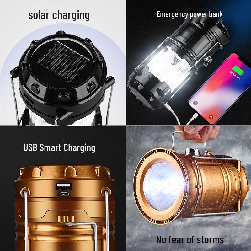 Portable Solar Lantern & Power Bank: Outdoor Camping, Cycling, Fishing Emergency Flashlight