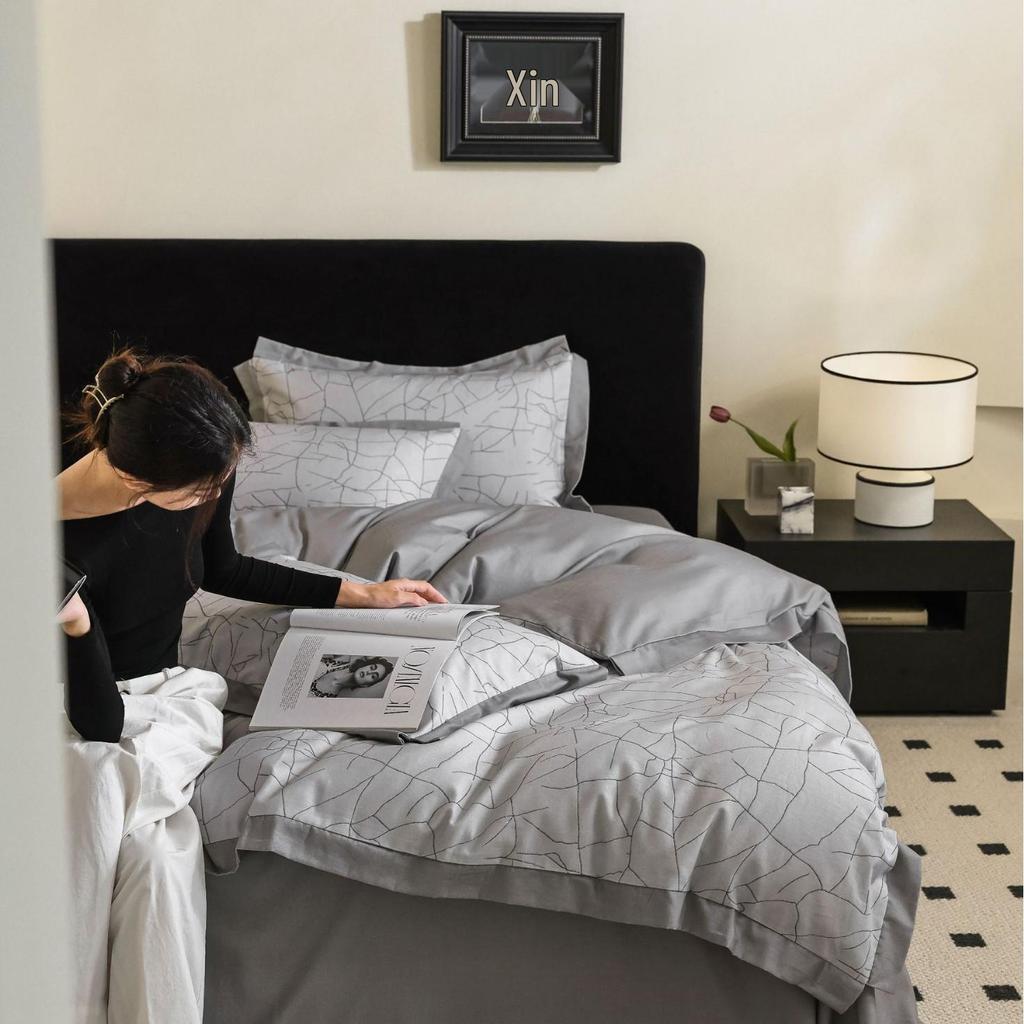 American Retro All-Cotton Flannel 4-Piece Bedding Set - Soft, Warm & Skin-Friendly for Autumn/Winter