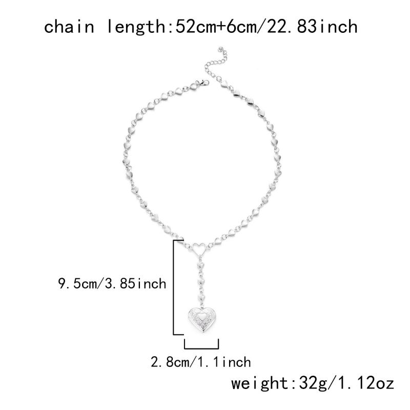 Y2K Retro Carved Necklace Pendant Women Y-Shaped Heart Openable Tassel Necklace Niche Design for Party Daily Wear Jewelry Gifts
