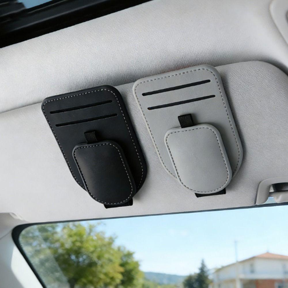 PU Leather Car Sun Visor Glasses Holder Creative Car Sunglasses Holder Vehicle Accessory