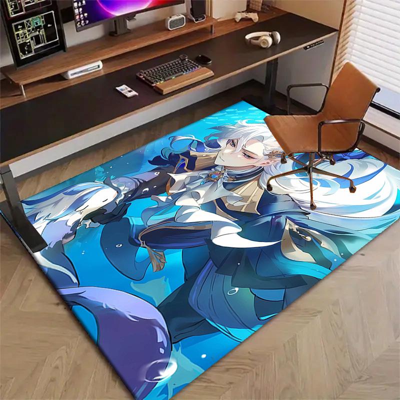 1pc Genshin Impact Neuvillette1 Design Printed Area Rug Carpet for Bedroom Living Room Home Decor Rugs Mat Non Slip Mat Rug for Bedside