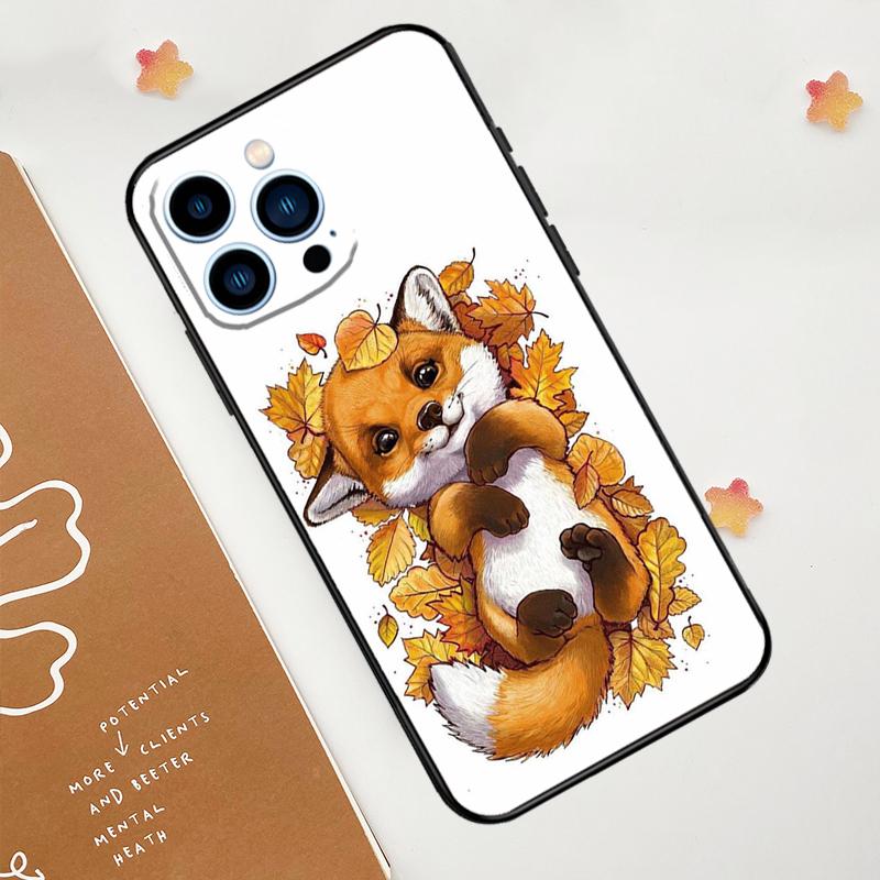 Autumn Leaves Fall Fox Phone Case For iPhone 17 Pro Max 11 14 15 16 Pro Max 12 13 mini 16 Plus 16e 17 Air Funda
