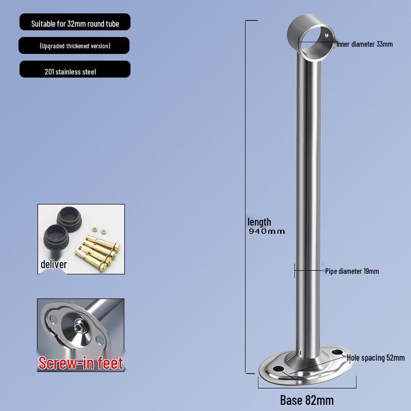 Stainless Steel Ceiling-Mounted Clothes Drying Rod with Flange Base
