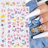 Color Relief Butterfly Nail Art Sticker 5D Three-Dimensional Butterfly Flower Adhesive Nail Decorative Relief Sticker