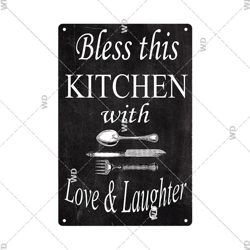 Retro Plåtskylt Köksregler Mat Järnmålning Väggkonst Metall Vintage Plakett Metallaffischer för Hus Hem Matsal Dekor