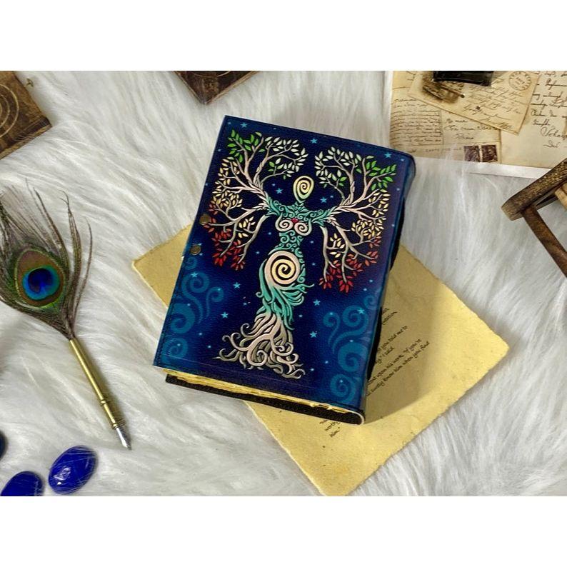 Mother of Earth Seven Stone Blank Spell Book of Shadows Handmade Grimoire Journal Junk Journal Tree of Life Journal Gifts for Christmas