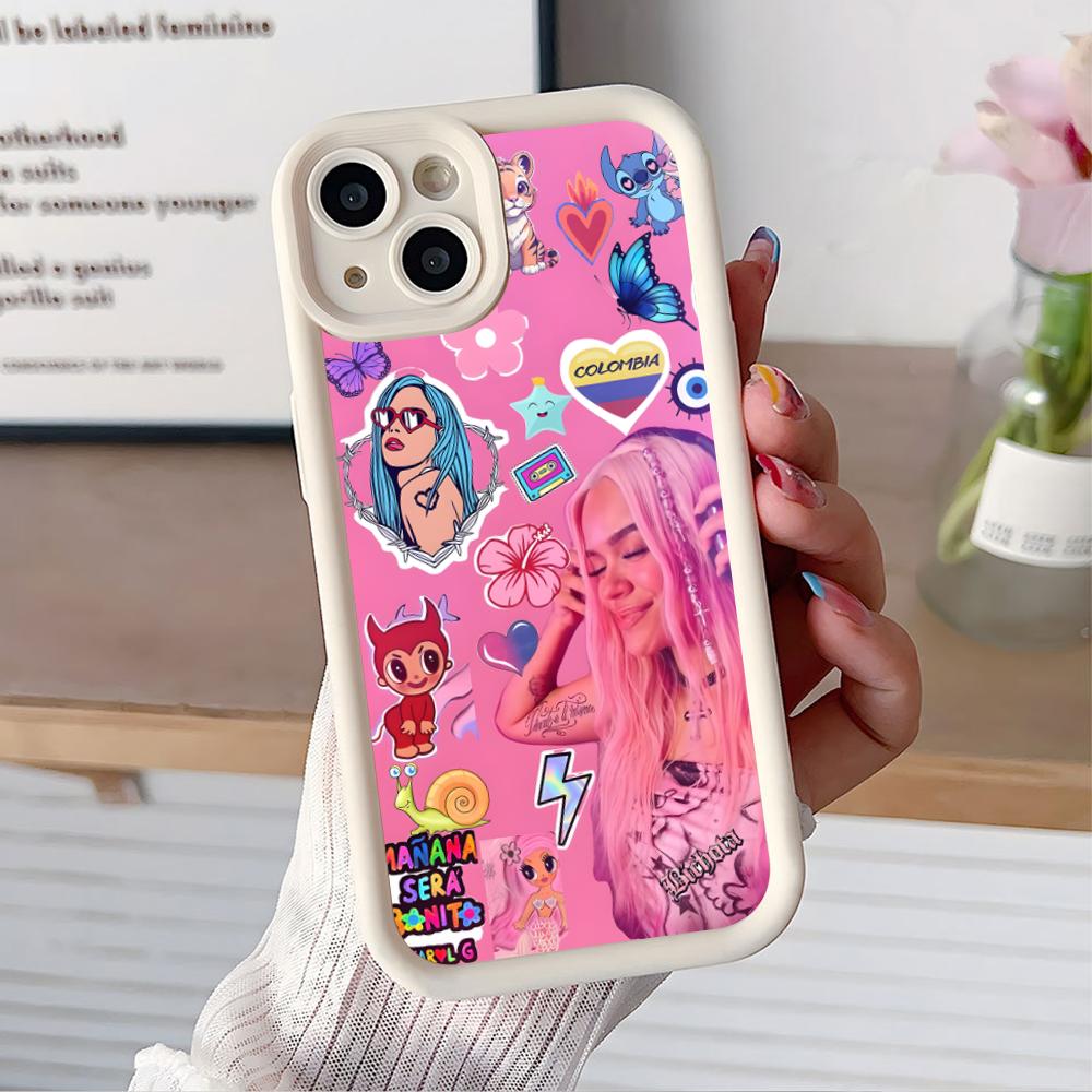 Karol G Latino Mobile Cell Phone Case for iPhone 17 16 15 14 13 12 11 Air Pro Max Plus Thicken TPU Colorful Cover Cover Pretty