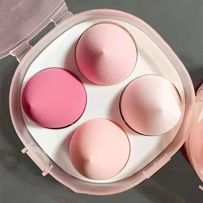 4 Stück Make-up Schwamm Puderquaste Trocken und Nass Kombiniert Beauty Kosmetik Ball Puderquaste Schräg Geschnitten Make-up Schwamm Foundation Werkzeuge
