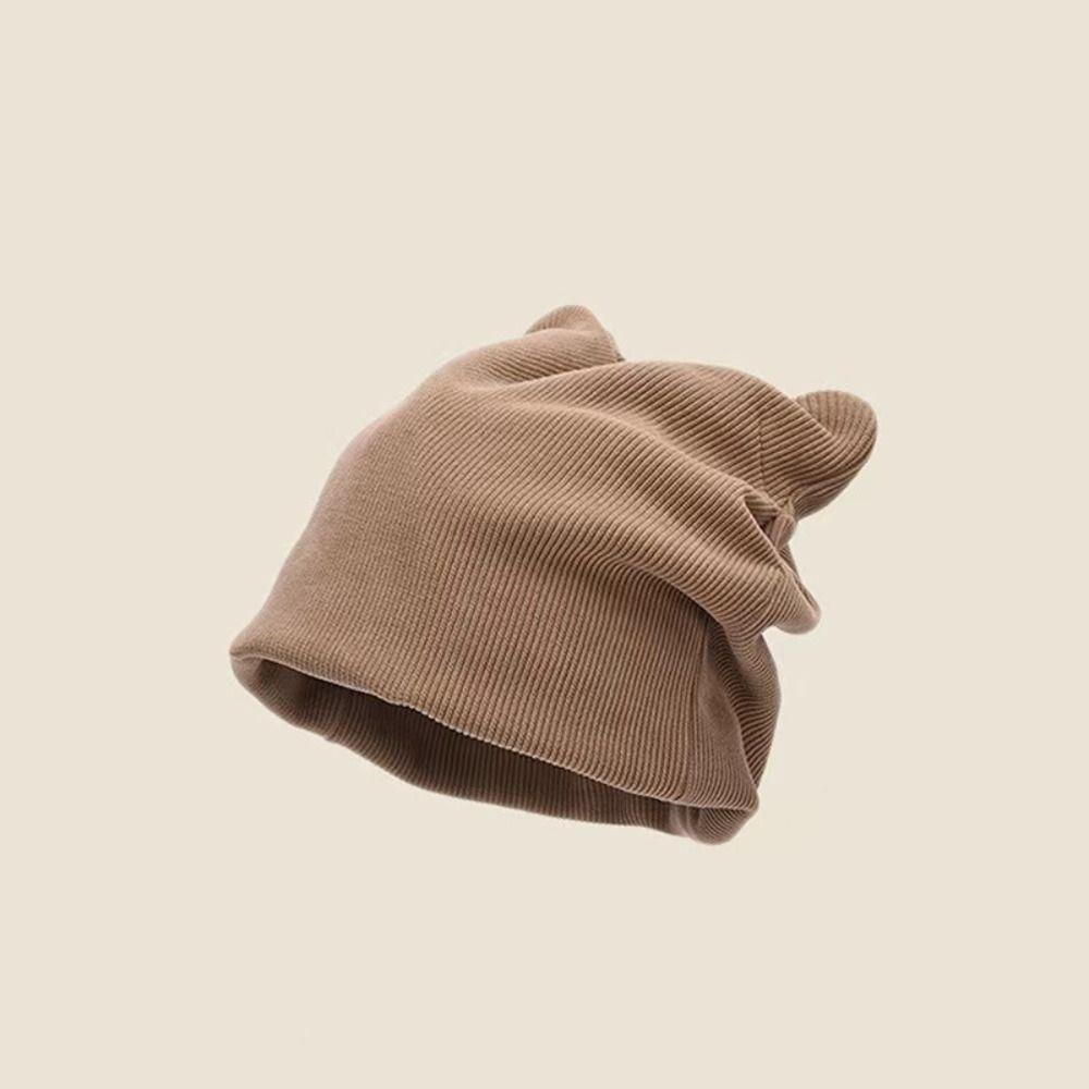 Solid Color Knitted Hats Cat Ear Pullover Beanie Caps Cute Skull Cap