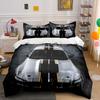 Sleek Silver Sports Car Top View Print Bedding Set 1 Duvet Cover 2 Pillowcases for Adult and Children Luxury Gift Full Size