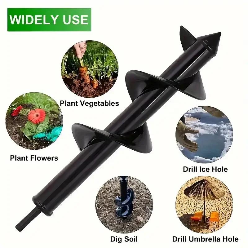 Garden Auger Spiral Drill Bit for Planting Holes In Loose Soil - Gardening Tool Accessories for Flower Bed Setup
