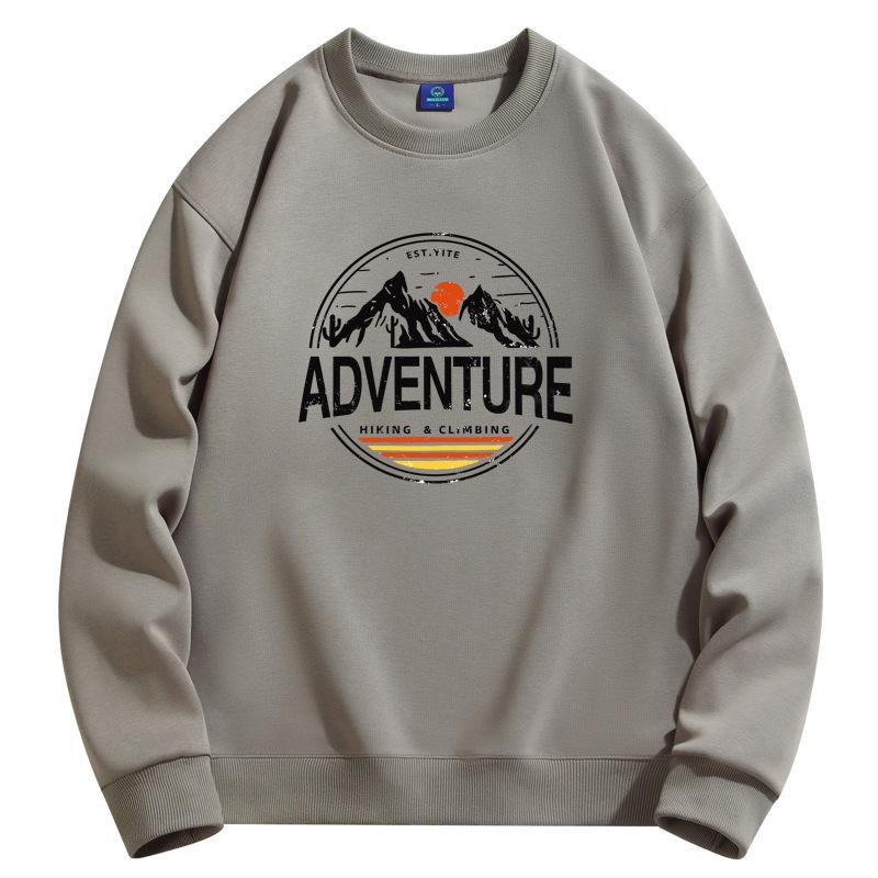 Mountain Peak Pattern Men's Round Neck Sweatshirt Man Casual  Long Sleeve Pullovers Large Size