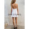 Spring and Summer New Women's Clothing Ins Style Minimalist V Neck Sleeveless Wide Pleated Poplin Sling Short Dress 3008035