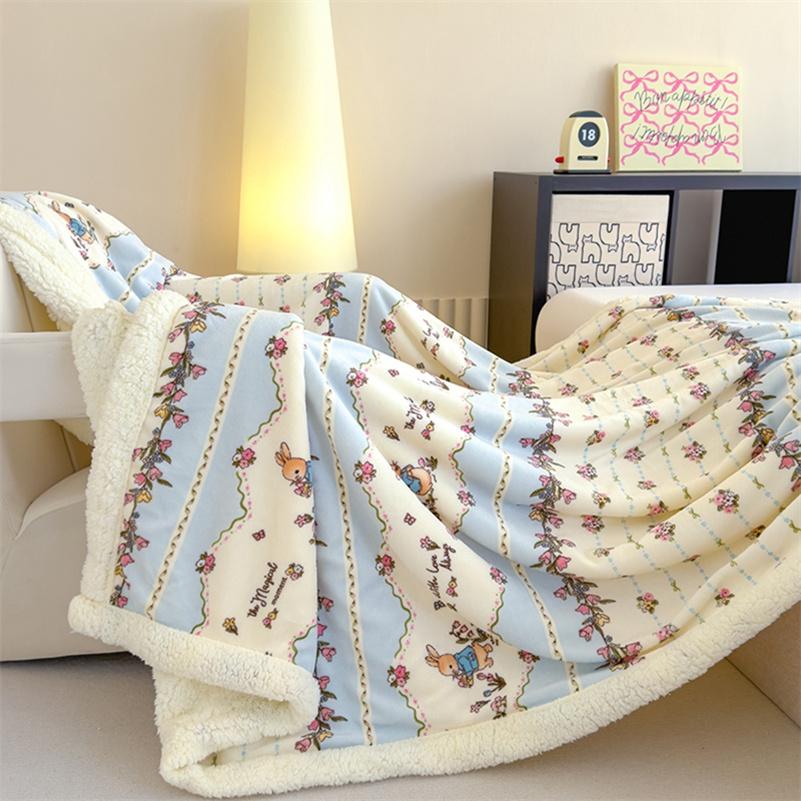 Thicken Warm Cartoon Blanket Comfortable and Skin-friendly Throw Blankets Velvet Bed Cover Cute Bedspreads for Bed Sofa Couch