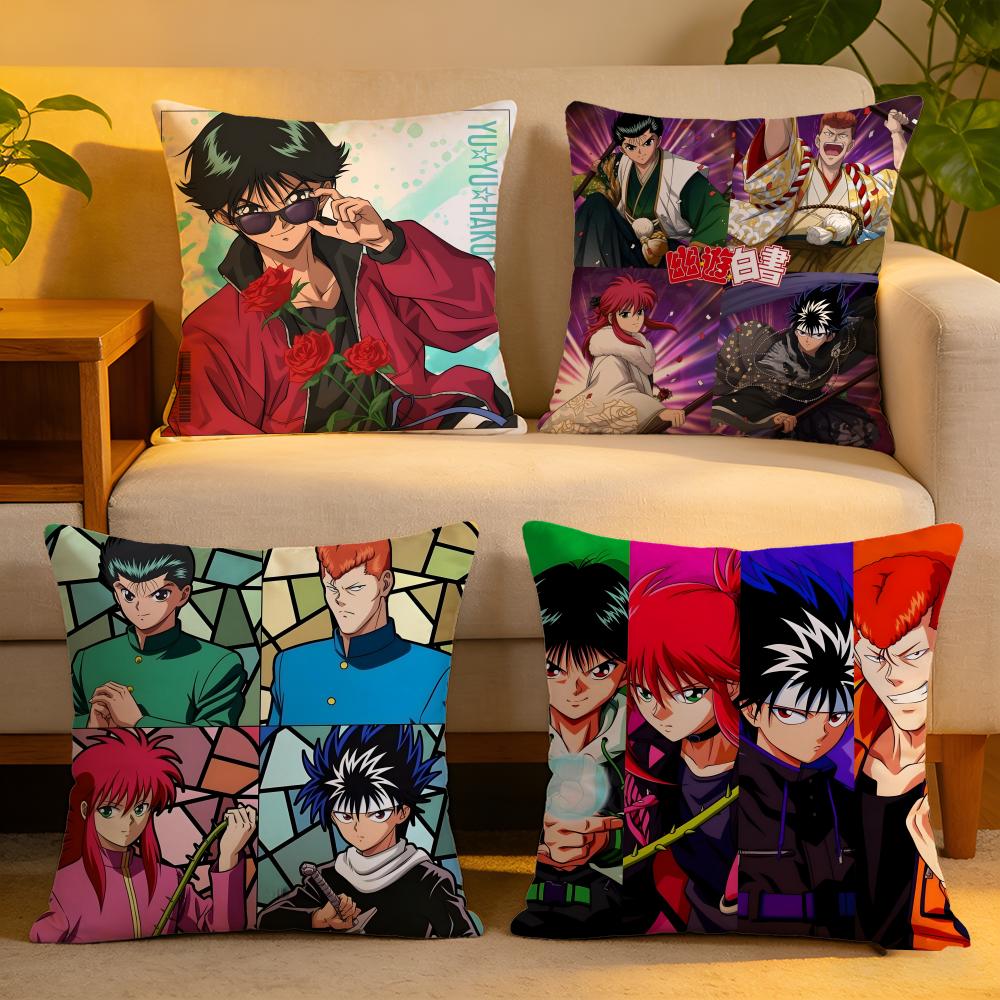 Kissenhülle Leinen Hautfreundlich Weich Dekorative Hülle Für Sofa Heimdekoration Yu Yu Hakusho Kissenbezug