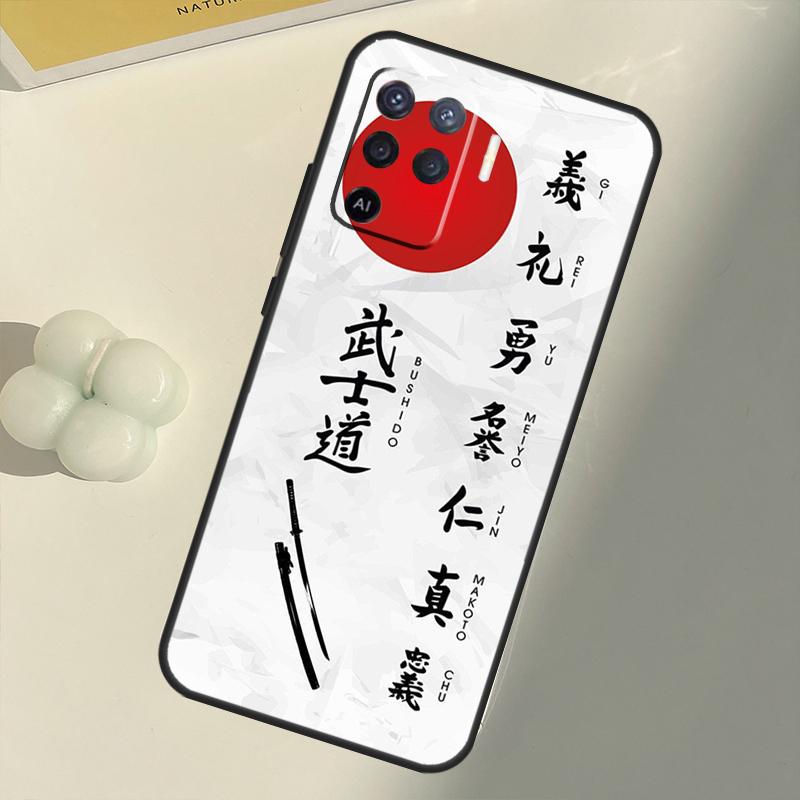 Japanische Bushido Samurai für OPPO Find X3 Lite X5 Pro A5 A9 A31 A53 S A83 A91 A93 A54 A74 A94 A15 A16 A52 A72 Fall