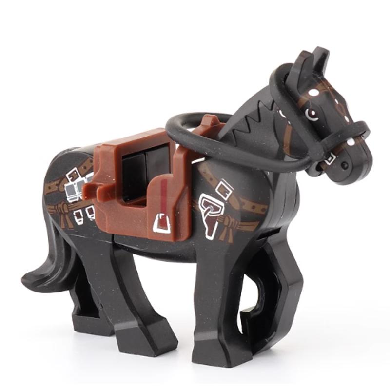 Single Sell Medieval Knight War Horses Wolves Tiger Bears Deer Dragon Animal Decorative Toy Moc Building Block Rope Saddles K039