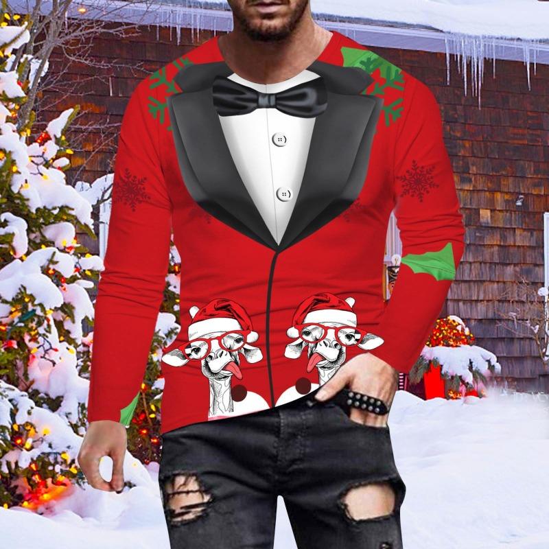 

Мужская повседневная спортивная футболка с 3D-цифровым принтом, мужская одежда, топы с длинным рукавом в стиле хип-хоп, футболка 6XL