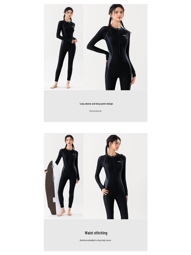 Bañador Deportivo de una Pieza de Manga Larga para Mujer Tallas Grandes 2024 con Protección Solar