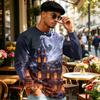 Men's Halloween Printed Crewneck Long Sleeve Top Casual Loose Fit