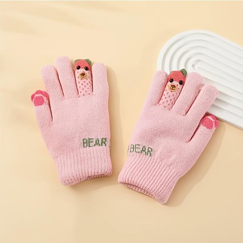 

Удобные и милые зимние перчатки для детей, подходят для мальчиков и девочек в возрасте 7-12 лет, экипировка для холодной погоды, детские мероприятия на открытом воздухе, игривый дизайн 1 Pair 7-12Y розовый