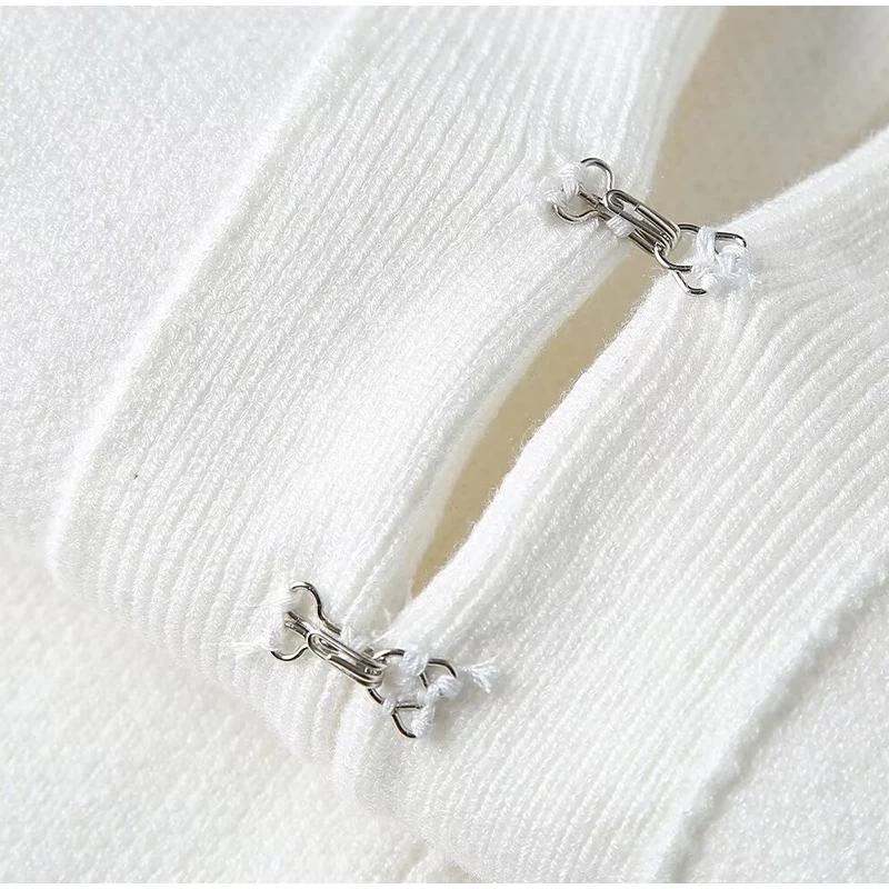 Fashion Knitted Skirt Sets For Women Elegant V-neck Lantern Sleeve Tops Hip Package Mini Skirts Street Lady Sets